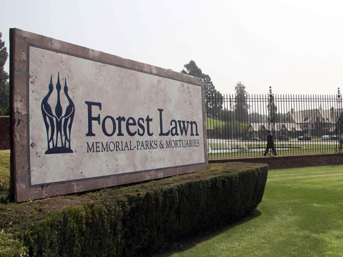 The entrance to Forest Lawn cemetery in Glendale, Calif.
